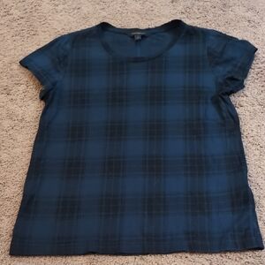 Banana Republic Blue Plaid Short-Sleeve Tee